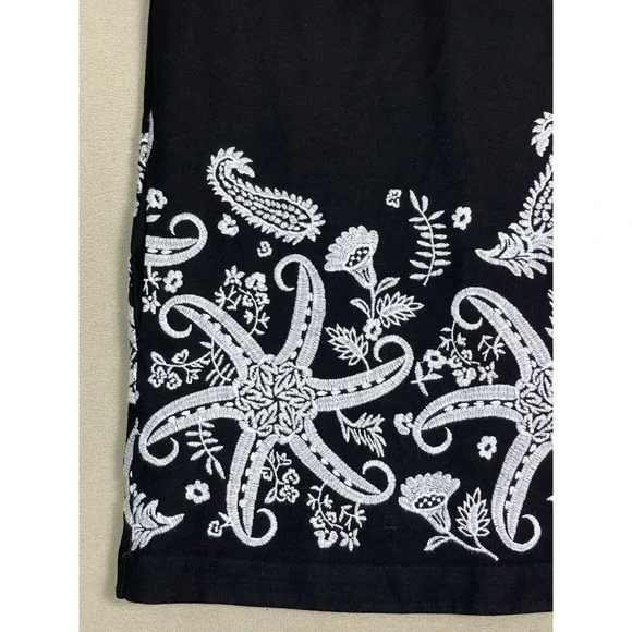 Maeve Anthropologie Dress Womens 10 Black Tunic Sleeveless Embroidered Lined - Picture 6 of 11